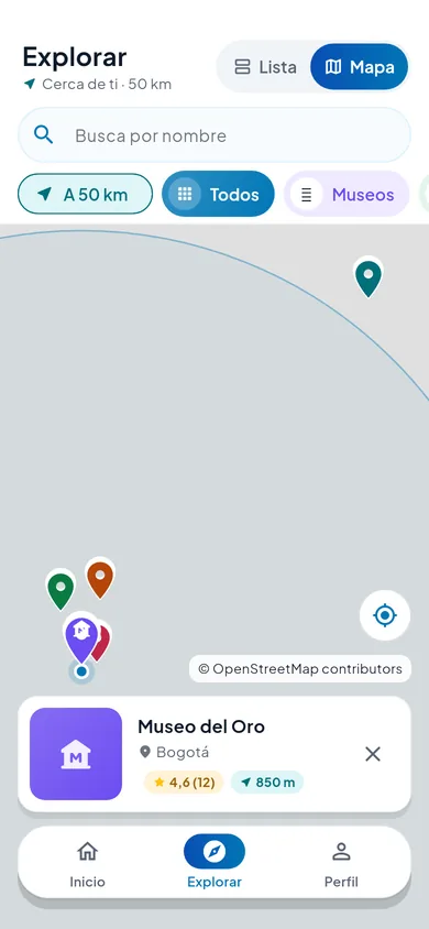 Map with nearby places and the selected place card